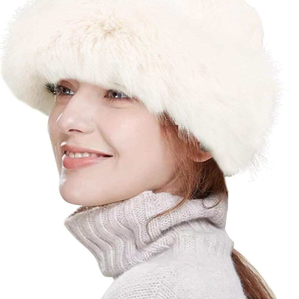 Faux Fur Winter Bucket Hat Warm Fuzzy Plush Fisherman Casual Women's Gift